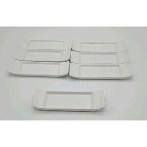 7 Pier 1 Condiment  Wasabi Sushi Dipping Trays Small Rectangle White Ceramic